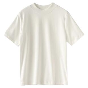 极简R0W家招牌滑爽水柔纯棉圆领后中拼接短袖正肩白T恤女半高领