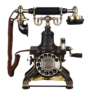 洛斯贝拉1892欧式仿古电话机老式手摇民国怀旧家用旋转盘复古座机