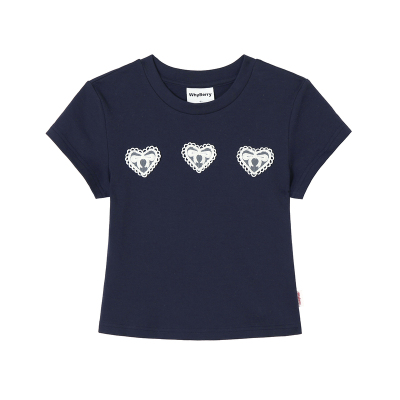 蕾丝蝴蝶结爱心修身短袖