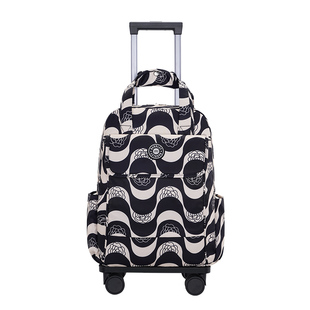 15寸万向轮拉杆包小号轻便短途旅行箱登机手提防水印花帆布行李袋