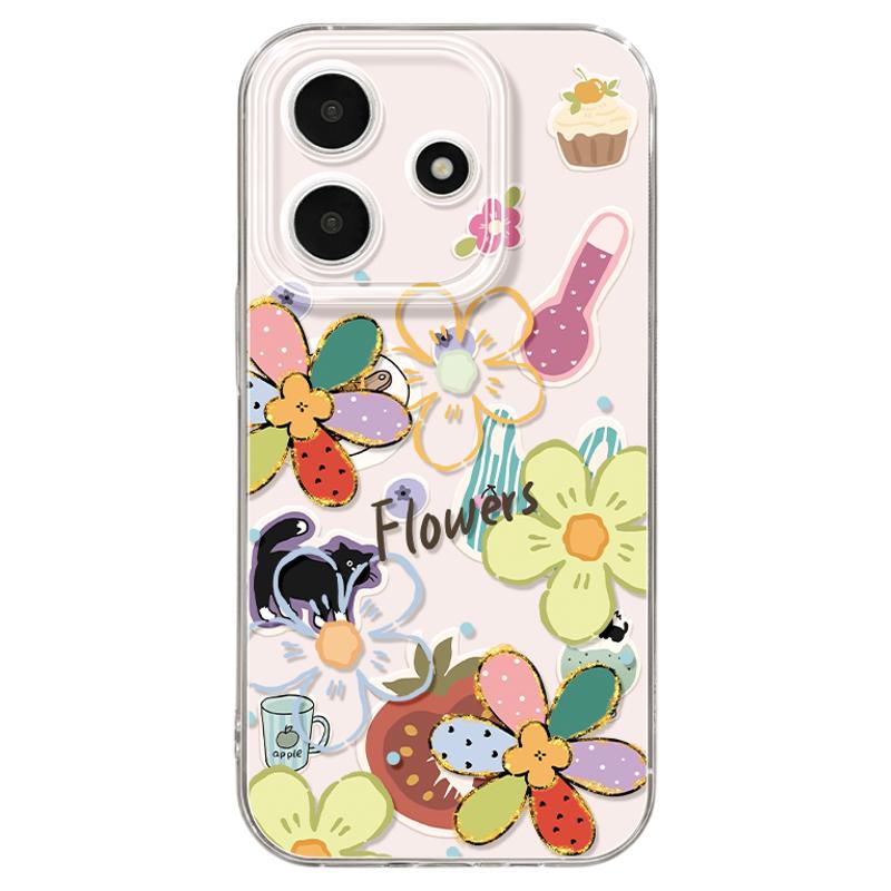 适用红米note15pro手机壳女款note14保护套小米透明note11pro硅胶防摔13por+全包redmi清新12turbo软好看花朵