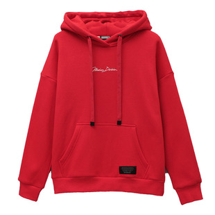 墨绿色加绒加厚卫衣2025年新款女秋冬季短款宽松连帽保暖上衣外套