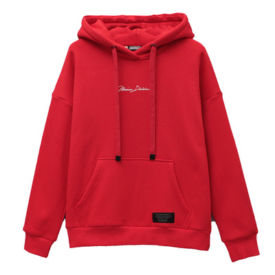 冬季加绒加厚新款墨绿色连帽卫衣