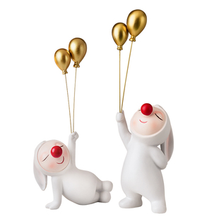 可爱红鼻子兔娃娃治愈系摆件轻奢高档家居客厅桌面装饰品生日礼物