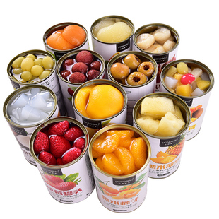 新鲜水果黄桃罐头橘子菠萝草莓杨梅山楂椰果葡萄梨混合装正品整箱