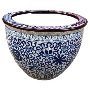 景德镇陶瓷鱼缸大缸养鱼睡莲荷花盆缸开片青花瓷仿古水缸庭院室外