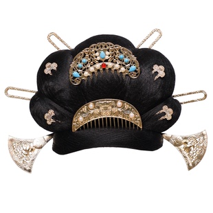 唐朝贵妃皇后古风汉服假发髻大牡丹花流苏发簪头饰演出配饰组合女