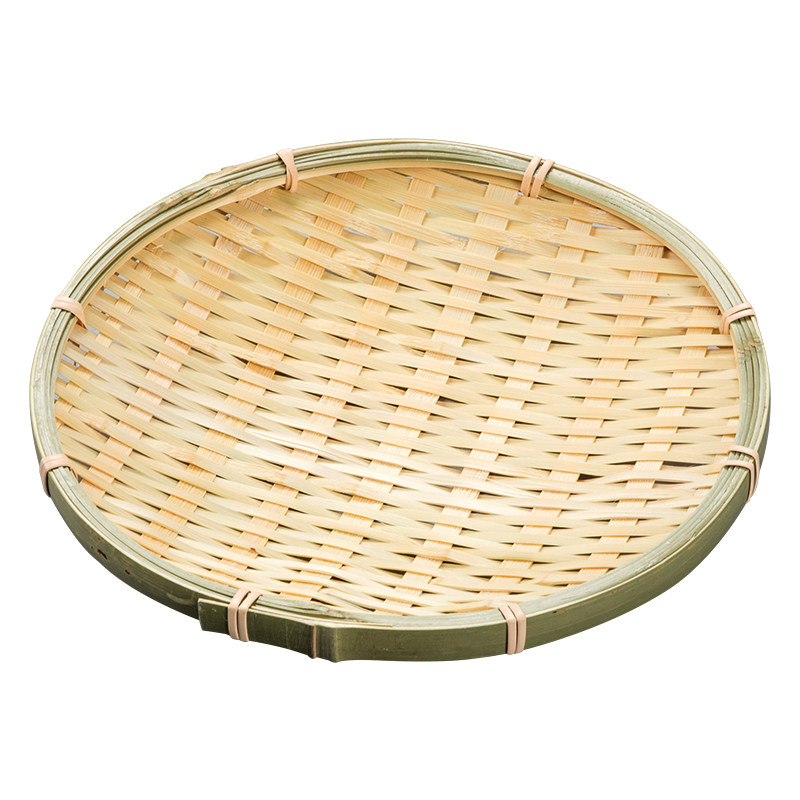 手工编织圆形水果篮子竹制品家用装饰收纳筐点心托盘馒头筐洗菜篮