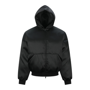 OaOO双层缎面短宽boxy力量感棉服双色显壮外套bomber飞行夹克三防