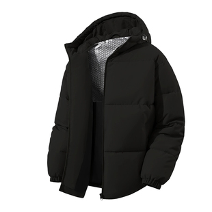 班尼路S&K系列黑色棉服男款冬季男士连帽加厚外套石墨烯保暖棉袄A