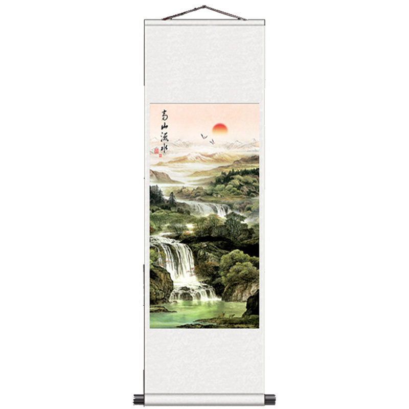 沙发鸿运当头风景竖版招财山水画