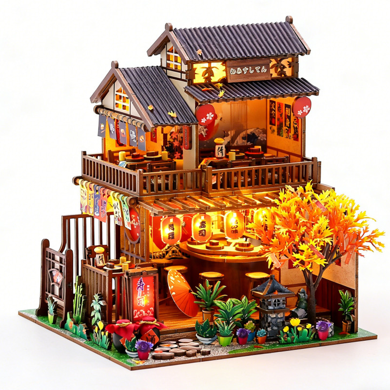 diy小屋和味寿司屋手工制作日式店铺房子建筑模型拼装生日礼物女