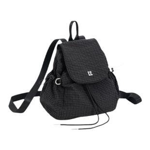 【汤梦佳同款】RPDCLaVie「出门遛遛」黑色尼龙格纹小双肩包女