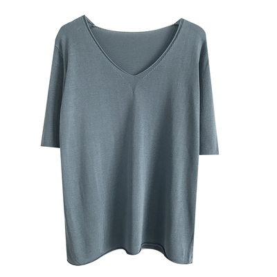 短袖宽松韩版简约冰丝针织