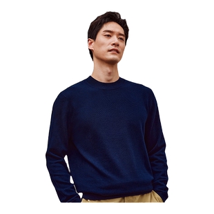 【可机洗羊毛】金利来秋冬保暖男圆领针织打底衫宽松毛衣套头衫