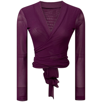 御姐范网纱长袖上衣女