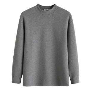 秋季男士大码纯棉半高领秋衣长袖T恤棉毛衫中年男装全棉内衣套装