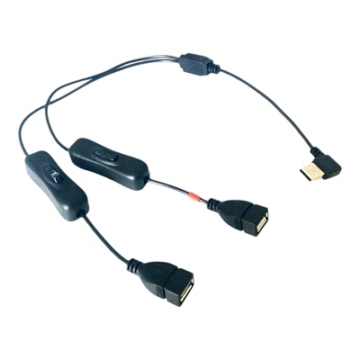 USB2.0一拖二延长线带开关接口