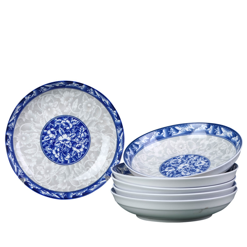 青花瓷菜盘2-10只装骨瓷餐具饭盘