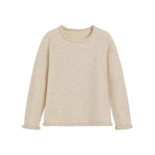 CROWNLESS未冕26春牦牛绒羊毛混纺纱 重工立体麻花边圆领廓形毛衣