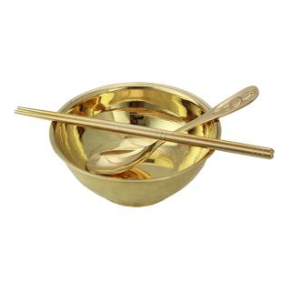 铜碗铜勺铜筷子纯铜家用饭碗铜勺子三件套铜水杯铜杯铜餐具