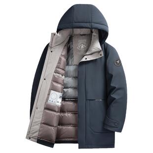 老人头【鹅绒】羽绒服男装中长款加厚保暖中老年爸爸冬装外套新款