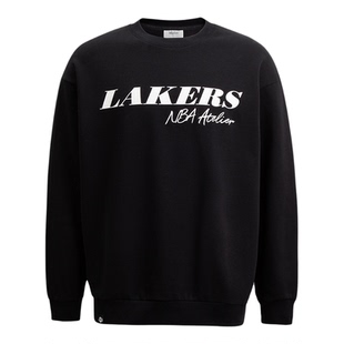 新款NBA ATELIER湖人加绒卫衣抗静电圆领男女秋冬滑雪保暖套头衫