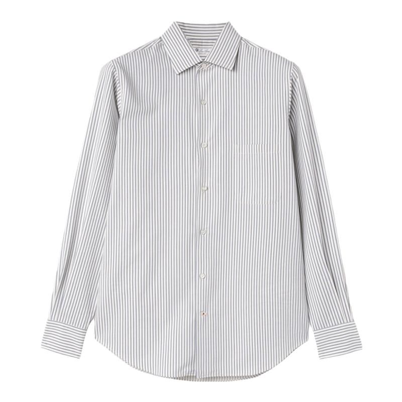 Loro Piana/诺悠翩雅男装条纹图案尖领长袖丝绸和棉质衬衫