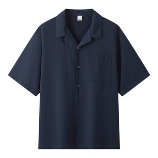 森马短袖棉麻衬衫男2026新款小古巴领宽松肌理感度假上衣老钱风