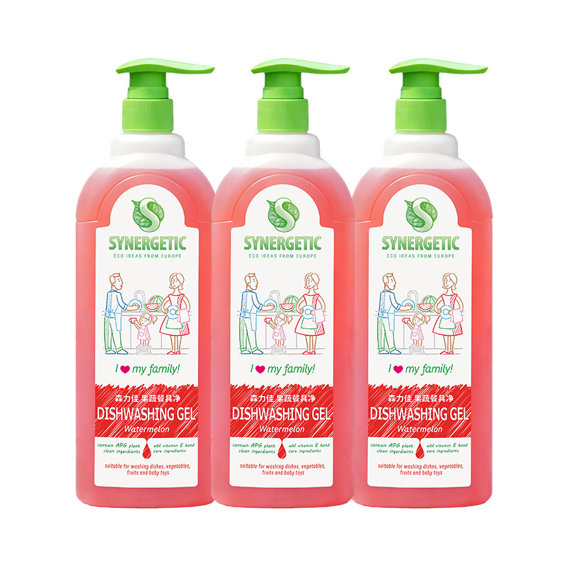 Synergetic森力佳洗洁精家用食品级a类西瓜味母婴儿童按压洗碗液