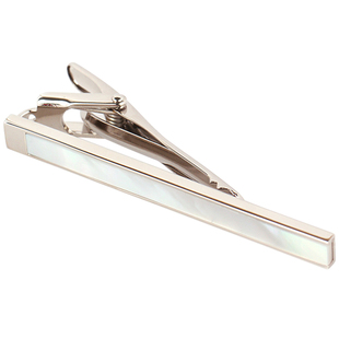 玛诗杜男领带夹子商务正装简约白贝领夹礼盒装刻字定制送男生