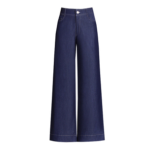 天丝牛仔裤秋冬厚九分裤垂顺阔腿裤宽边阔脚裤高腰直筒女肥腿裤