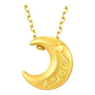 周先生amore月亮项链 女轻奢纯银镀黄金色心形锁骨链情人节礼物潮