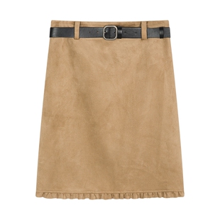 【商场同款】LILY2025新款女装美拉德显瘦微A字直筒裙半身裙女