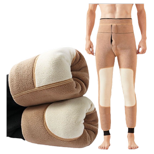 新款男士保暖裤冬款棉裤加绒加厚宽松打底裤高腰护腰护膝毛裤绒裤