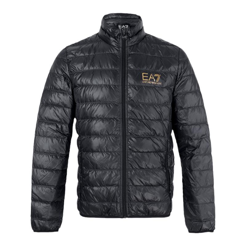 Armani男士logo羽绒黑色外套