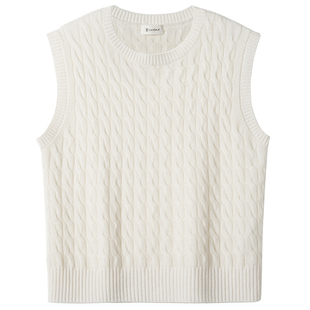 LILYSILK莉莉秀客经典圆领绞花小山羊绒baby cashmere无袖背心女