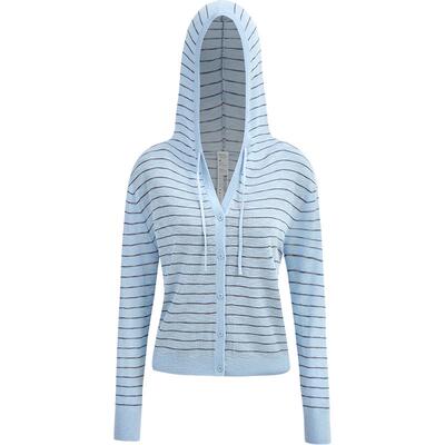 本来BENLAI女士假两件撞色条纹连帽针织开衫2026春新款BNT960007