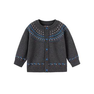 babylove宝宝外套春秋保暖纯棉针织衫婴幼儿休闲百搭时尚外出毛衣