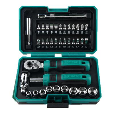 世达套筒套装6.3mm全套工具小飞棘轮扳手套筒批头综合组套05498A