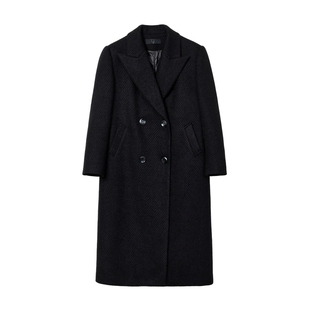 蓝语大码黑色经典百搭羽绒服大衣2025冬新款H型加厚保暖毛呢外套