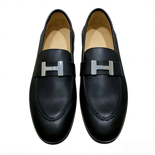 h扣乐福鞋女2026新款真皮通勤黑色小皮鞋加绒正装皮鞋软平底单鞋