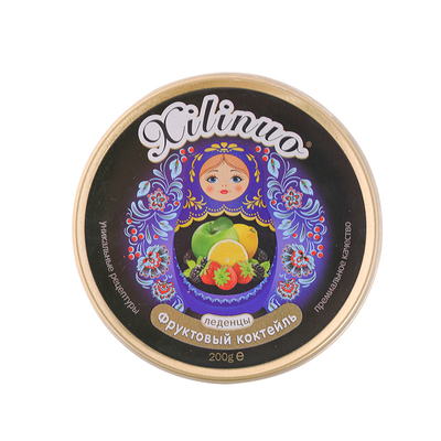 俄罗斯原装进口水果味硬糖铁盒装