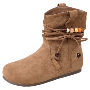 索菲娅2025新款内增高显瘦褶皱堆堆靴复古西部靴骑士靴勃肯短靴女