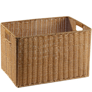 Kens收纳筐仿藤编大号 INS风橱柜衣柜整理篮简约客厅储物筐玩具筐