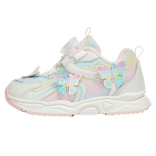 泰兰尼斯幻蝶甜心运动鞋冬季舒适加绒保暖女童鞋防滑旋钮跑动鞋子