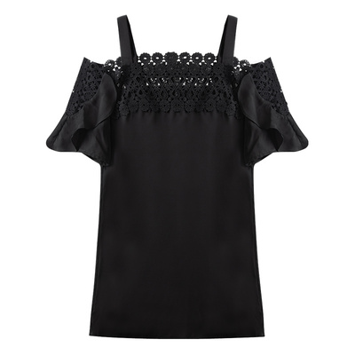 一字领吊带上衣雪纺衫洋气小衫