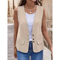 F 38841 Casual Linen Vest Top Faux Linen sleeveless vest Cross-border Amazon, Europe and America thumbnail 4