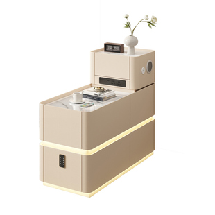 沙发侧边柜隔断置物架实木轻奢高级多功能家用客厅岩板带灯小茶几