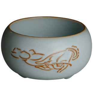 青澹汝窑主人杯开片可养景德镇汝瓷品茗茶盏茶杯茶具陶瓷茶碗青瓷